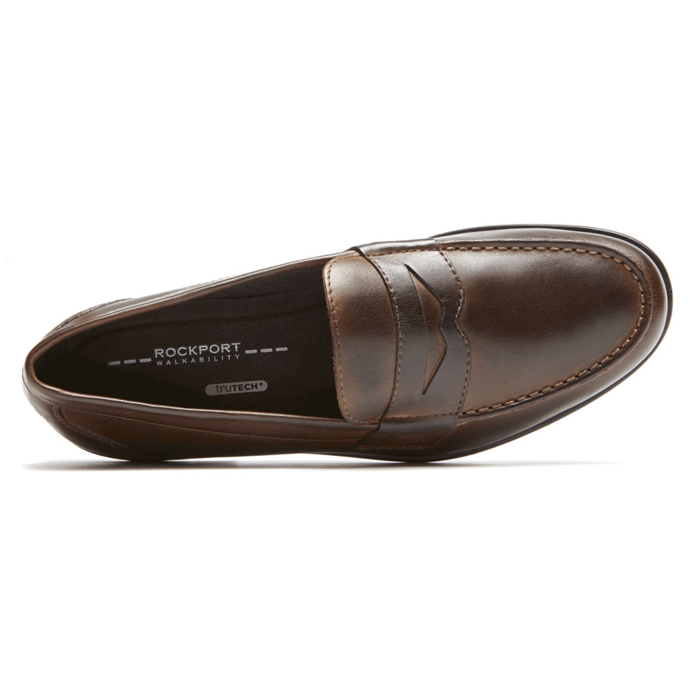 Rockport Mens Loafers Dark Brown - Classic Penny - UK 357-PZGARQ